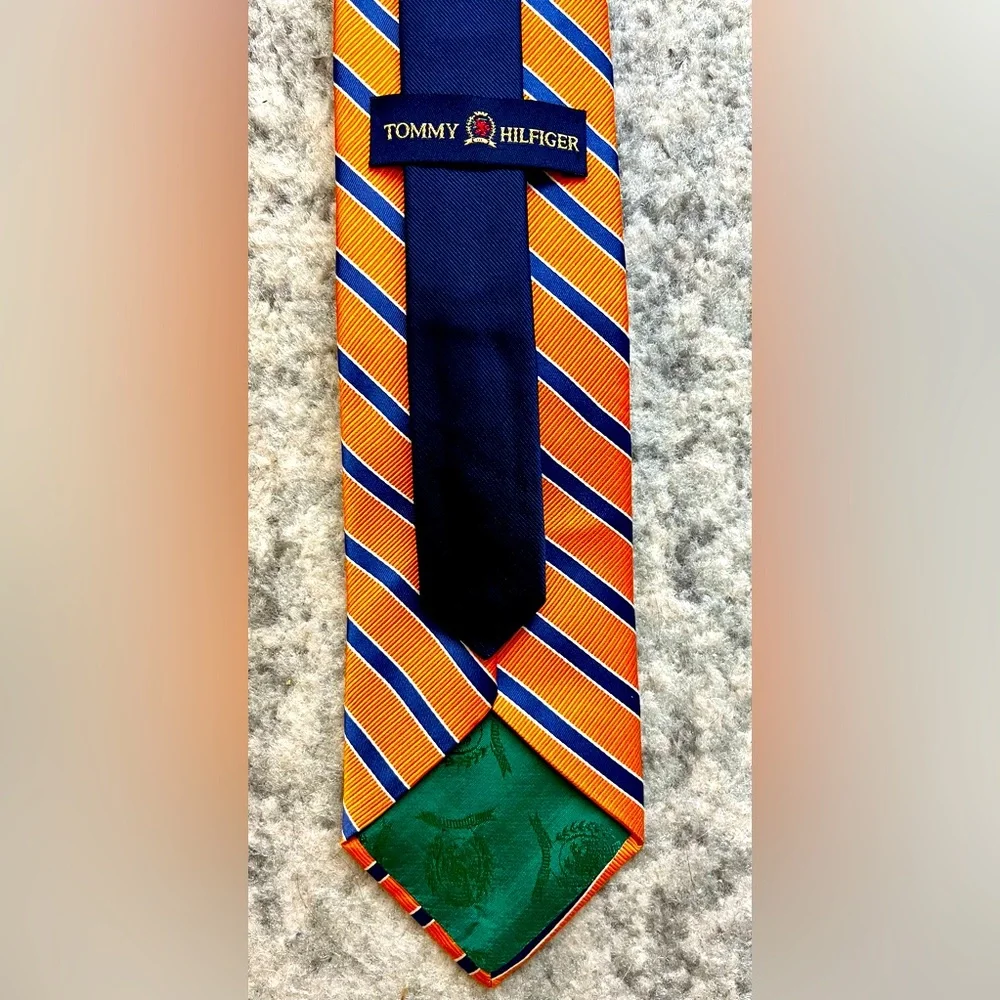 SOlD Vintage Tommy Hilfiger Orange & Blue Tie SOLD - Picture 2 of 3